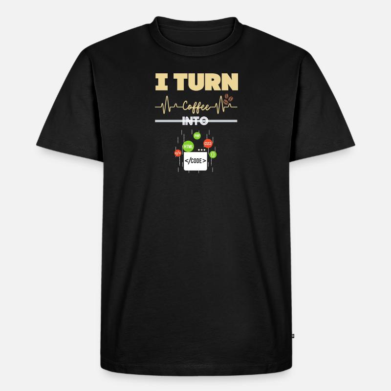 Ich verwandle Kaffee in Code! - Männer Premium Bio T-Shirt - Schwarz
