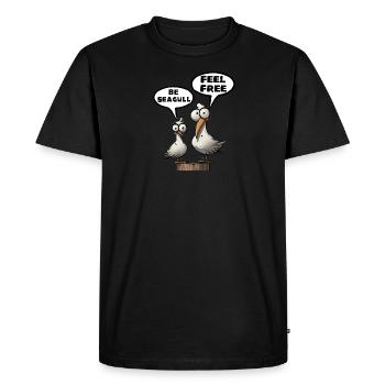 Die Bäädden Möwen - Be Seagull feel free Funshirt - Men's Premium Organic T-Shirt - black - Front - Nico (187cm)