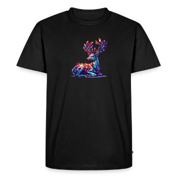 Crystal Colored Deer with Geometric Pattern - Men's Premium Organic T-Shirt - black - Front - Nico (187cm)