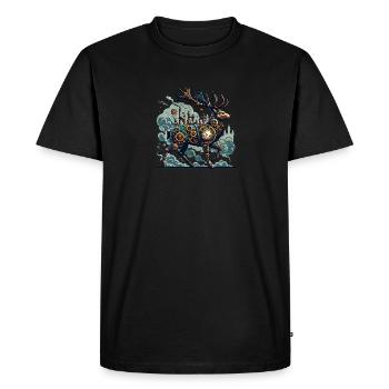 Futuristic Steampunk Deer Artwork - Men's Premium Organic T-Shirt - black - Front - Nico (187cm)