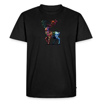 Colorful deer with seasons motif - Men's Premium Organic T-Shirt - black - Front - Nico (187cm)