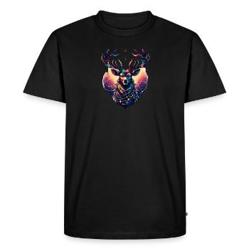 Mystical deer in the starry sky - Men's Premium Organic T-Shirt - black - Front - Nico (187cm)