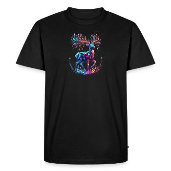 Cerf géométrique coloré avec des cristaux - T-shirt Premium bio Homme - noir - Devant - Nico (187cm)