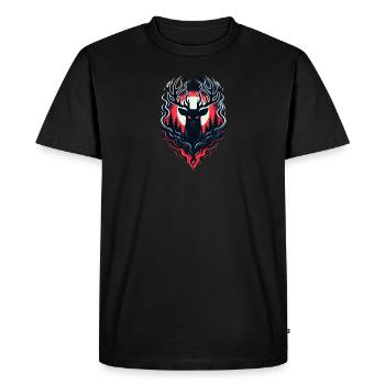 Cerf mystique dans la forêt avec des flammes - T-shirt Premium bio Homme - noir - Devant - Nico (187cm)