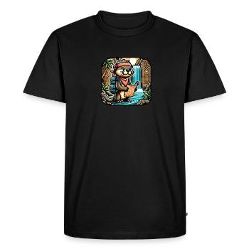 Une loutre aventureuse découvre une cachette - T-shirt Premium bio Homme - noir - Devant - Nico (187cm)