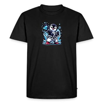 Pingouin de karaté avec cristaux de glace - T-shirt Premium bio Homme - noir - Devant - Nico (187cm)