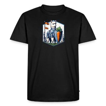 Chevalier Lama avec écusson de carotte dans un monde fantastique - T-shirt Premium bio Homme - noir - Devant - Nico (187cm)