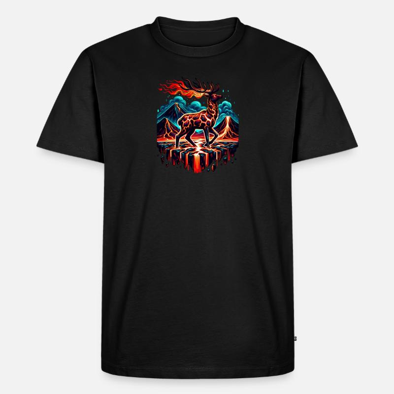 Feuriger Hirsch Vor Vulkanen - Männer Premium Bio T-Shirt - Schwarz