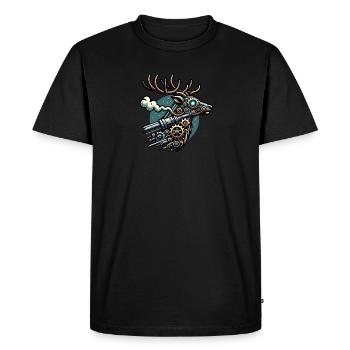 Steampunk Deer with Gears - Men's Premium Organic T-Shirt - black - Front - Nico (187cm)