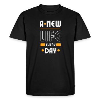 Une nouvelle vie chaque jour - T-shirt Premium bio Homme - noir - Devant - Nico (187cm)