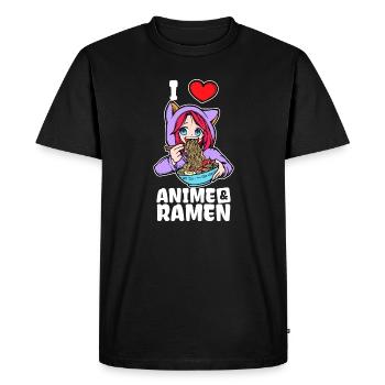 J’aime l’anime Ramen Déclaration Heart Girl Manga - T-shirt Premium bio Homme - noir - Devant - Nico (187cm)