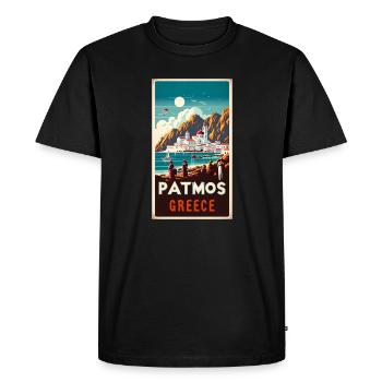 Design de vacances vintage à Patmos en Grèce - T-shirt Premium bio Homme - noir - Devant - Nico (187cm)