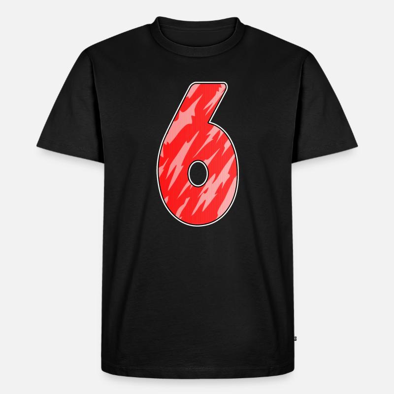 Nummer 6 Muster Rot - Männer Premium Bio T-Shirt - Schwarz