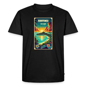 Parotonga Cook Islands Vintage Sun - Men's Premium Organic T-Shirt - black - Front - Nico (187cm)