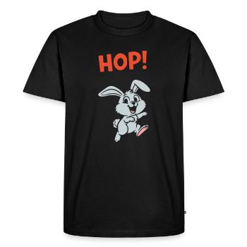 HOP! Bunny Jumping Comic Action Vector - Men's Premium Organic T-Shirt - black - Front - Nico (187cm)