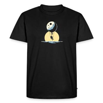 Astronaut flies on a balloon, moon - Men's Premium Organic T-Shirt - black - Front - Nico (187cm)