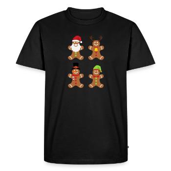 Homme pain d’épice Noël cadeau pain d’épice - T-shirt Premium bio Homme - noir - Devant - Nico (187cm)