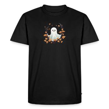 Mignon fantôme d’Halloween en automne - T-shirt Premium bio Homme - noir - Devant - Nico (187cm)
