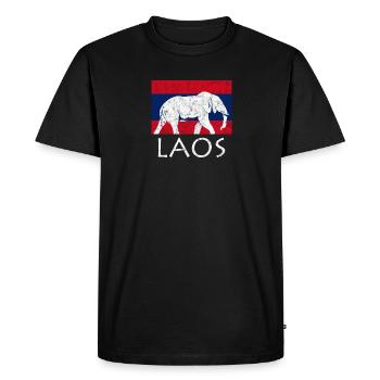 Laos Lao Drapeau Laotien éléphant Lao I cadeau - T-shirt Premium bio Homme - noir - Devant - Nico (187cm)