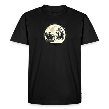 Promenade en traîneau du Père Noël au clair de lune - T-shirt Premium bio Homme - noir - Devant - Nico (187cm)