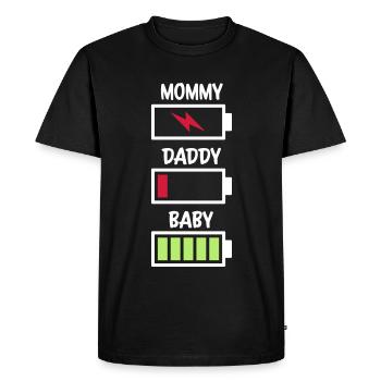 Batterie maman papa bébé - T-shirt Premium bio Homme - noir - Devant - Nico (187cm)