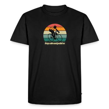 Keep calm and pedal on - Men's Premium Organic T-Shirt - black - Front - Nico (187cm)