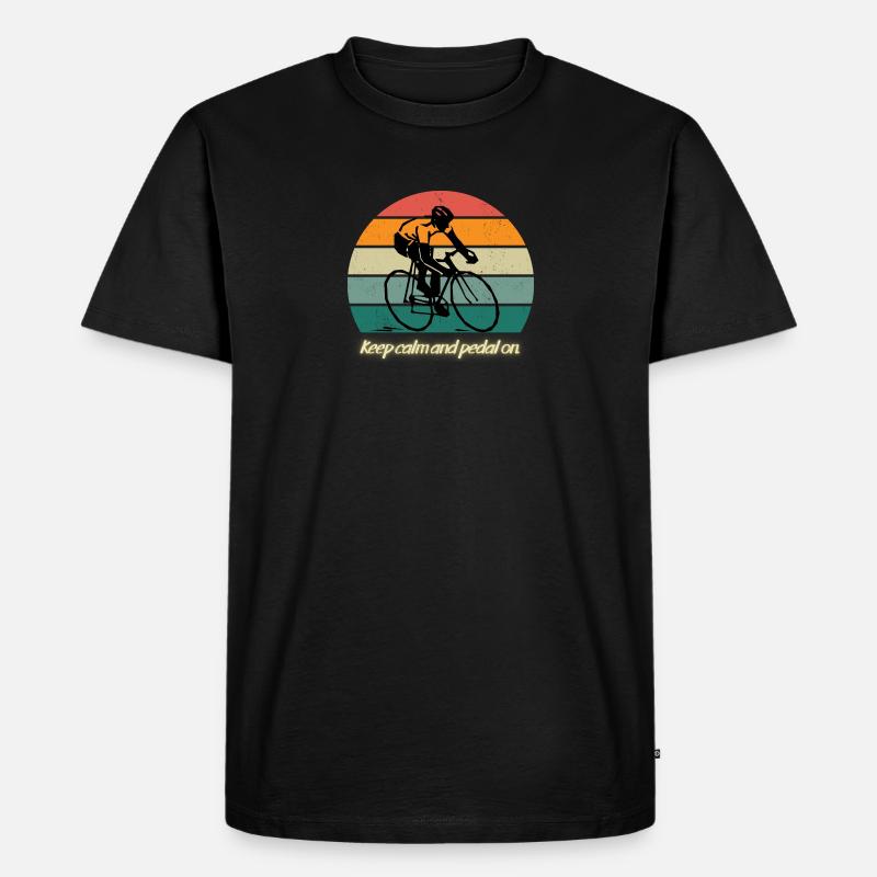 Keep calm and pedal on - Männer Premium Bio T-Shirt - Schwarz