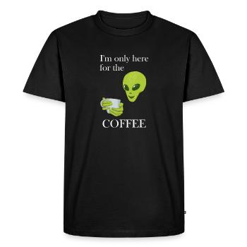 I'M ONLY HERE FOR THE COFFEE - ESPRESSO ALIEN - Men's Premium Organic T-Shirt - black - Front - Nico (187cm)