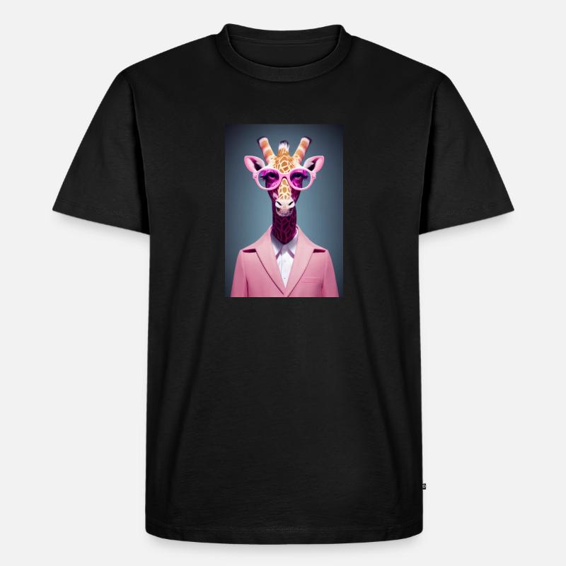 Griraffe pink Disco - Männer Premium Bio T-Shirt - Schwarz