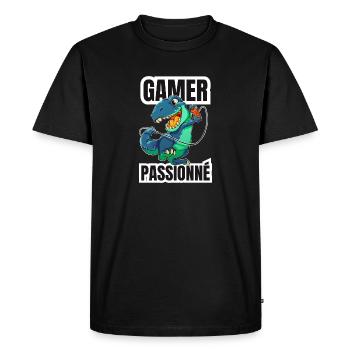gamer passionné - T-shirt Premium bio Homme - noir - Devant - Nico (187cm)
