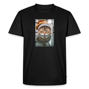 Cute sleeping kitty - Men's Premium Organic T-Shirt - black - Front - Nico (187cm)