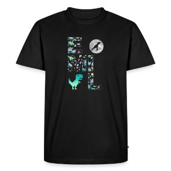 EMIL - Beau prénom de garçon avec dinosaure - T-shirt Premium bio Homme - noir - Devant - Nico (187cm)