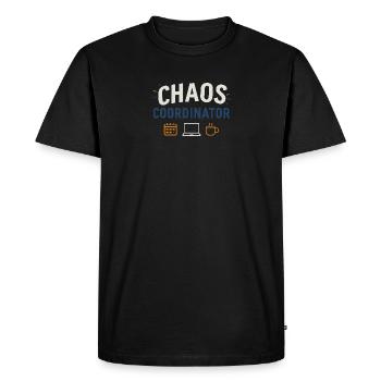 Coordinateur du Chaos – Chemise Funny Sayings pour Elt - T-shirt Premium bio Homme - noir - Devant - Nico (187cm)