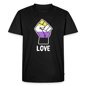 Love Nonbinary Pride Fist Design pour l’égalité - T-shirt Premium bio Homme - noir - Devant - Nico (187cm)