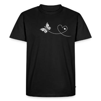 Papillon avec coeur, Saint Valentin, Anniversaire - T-shirt Premium bio Homme - noir - Devant - Nico (187cm)