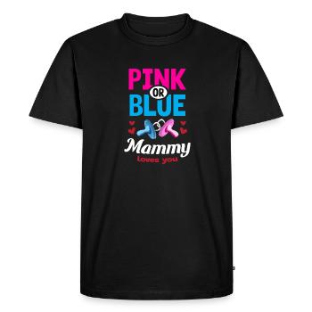 Pink or Blue Mammy Loves You Gender Reveal Party - Men's Premium Organic T-Shirt - black - Front - Nico (187cm)