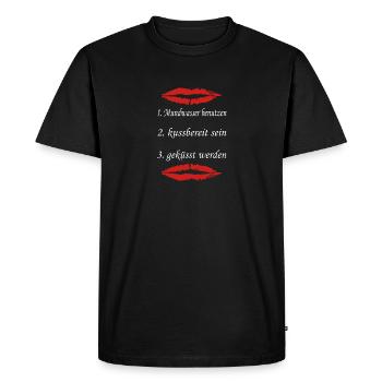 Embrasser les lèvres lèvres règles pour s’embrasser - T-shirt Premium bio Homme - noir - Devant - Nico (187cm)