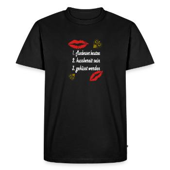 Embrasser les lèvres lèvres règles pour s’embrasser - T-shirt Premium bio Homme - noir - Devant - Nico (187cm)