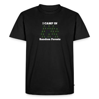 I Camp in Random Forests – Machine Learning Humor - Men's Premium Organic T-Shirt - black - Front - Nico (187cm)