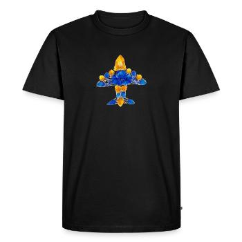 Avion Mriya. Le plus grand.Petrykivka art ukrainien - T-shirt Premium bio Homme - noir - Devant - Nico (187cm)