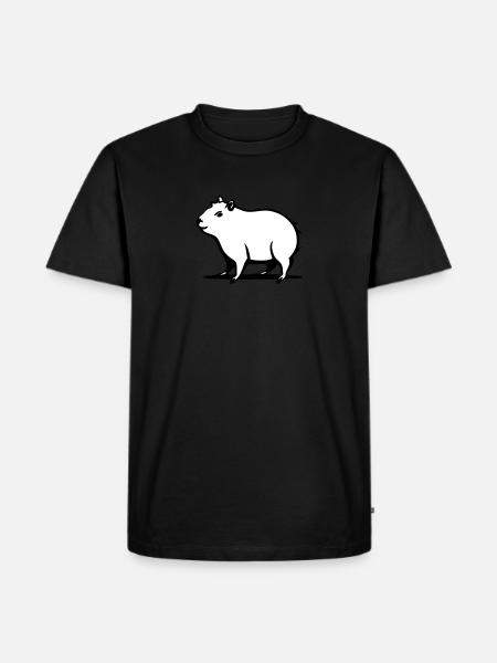 En söt capybara i en tecknad stam - Ekologisk premium-T-shirt herr - svart