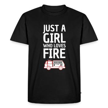 Just a girl who loves fire trucks - Men's Premium Organic T-Shirt - black - Front - Nico (187cm)