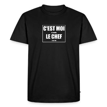 Humour - C'EST MOI le commis LE CHEF c'est elle - T-shirt Premium bio Homme - noir - Devant - Nico (187cm)