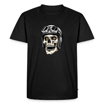 Biker skull with helmet and goggles - Men's Premium Organic T-Shirt - black - Front - Nico (187cm)