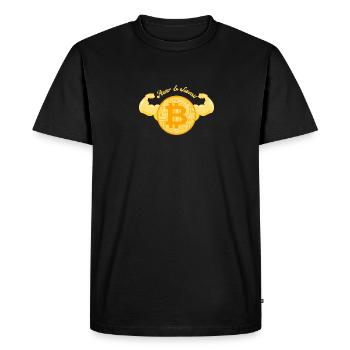 Bitcoin Power & Success - Men's Premium Organic T-Shirt - black - Front - Nico (187cm)