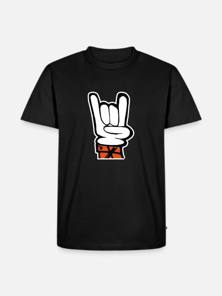 Hand Rock Pommesgabel - Männer Premium Bio T-Shirt - Schwarz