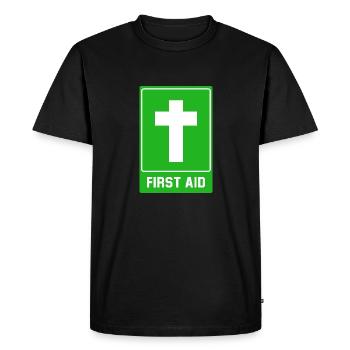Cross First aid - Men's Premium Organic T-Shirt - black - Front - Nico (187cm)