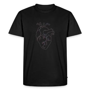 cœur anatomique, contour rouge/bleu - T-shirt Premium bio Homme - noir - Devant - Nico (187cm)