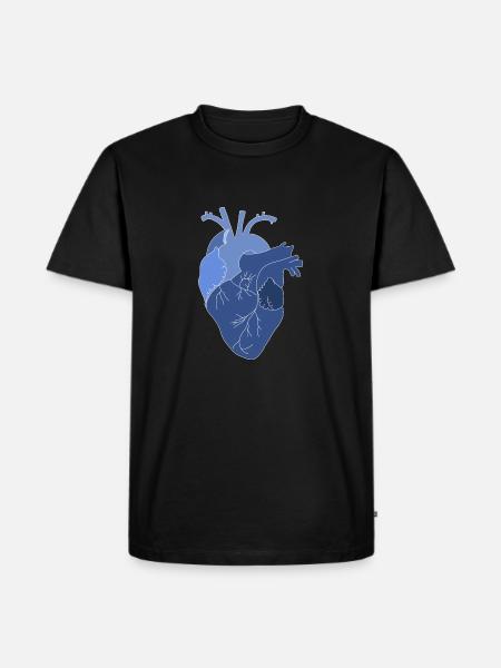 anatomisches Herz, Outline weiß - Männer Premium Bio T-Shirt - Schwarz