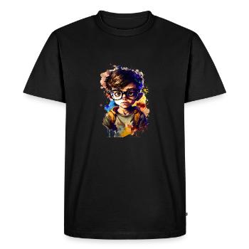 Cartoon little boy with glasses color two - Men's Premium Organic T-Shirt - black - Front - Nico (187cm)